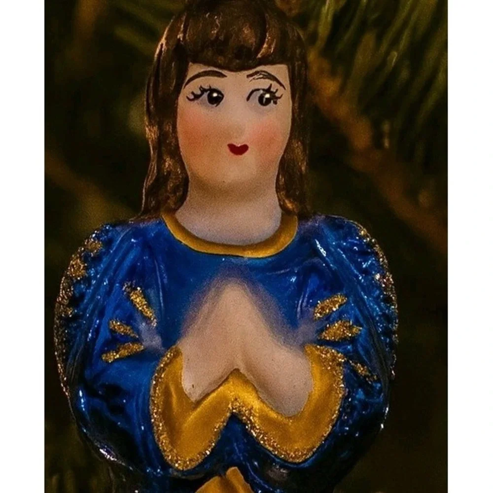 NIB Krebs ANGEL White Gold Christmas Holiday Ornament Glass Germany VTG Inspired
